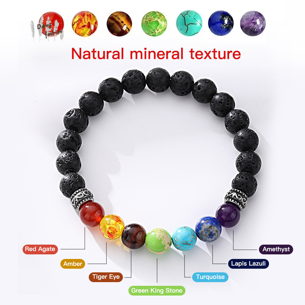 Energy Assisted Breathing Meditation Agate Natural Tiger Eye Volcanic Stone Colorful Bracelet Jewelry F08.29-5.5 29c6e