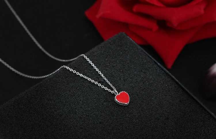 Newly arrived 925 sterling silver red heart necklace and pendant suitable for womens hot fashion sterling silver jewelry W240828