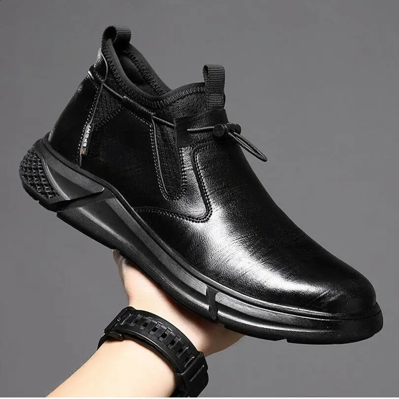 Fashion Leather Safety Shoes Men Work Steel Toe Caps Male Indestructible Work Boots Protective Shoes Puncture-proof Shoes 240819