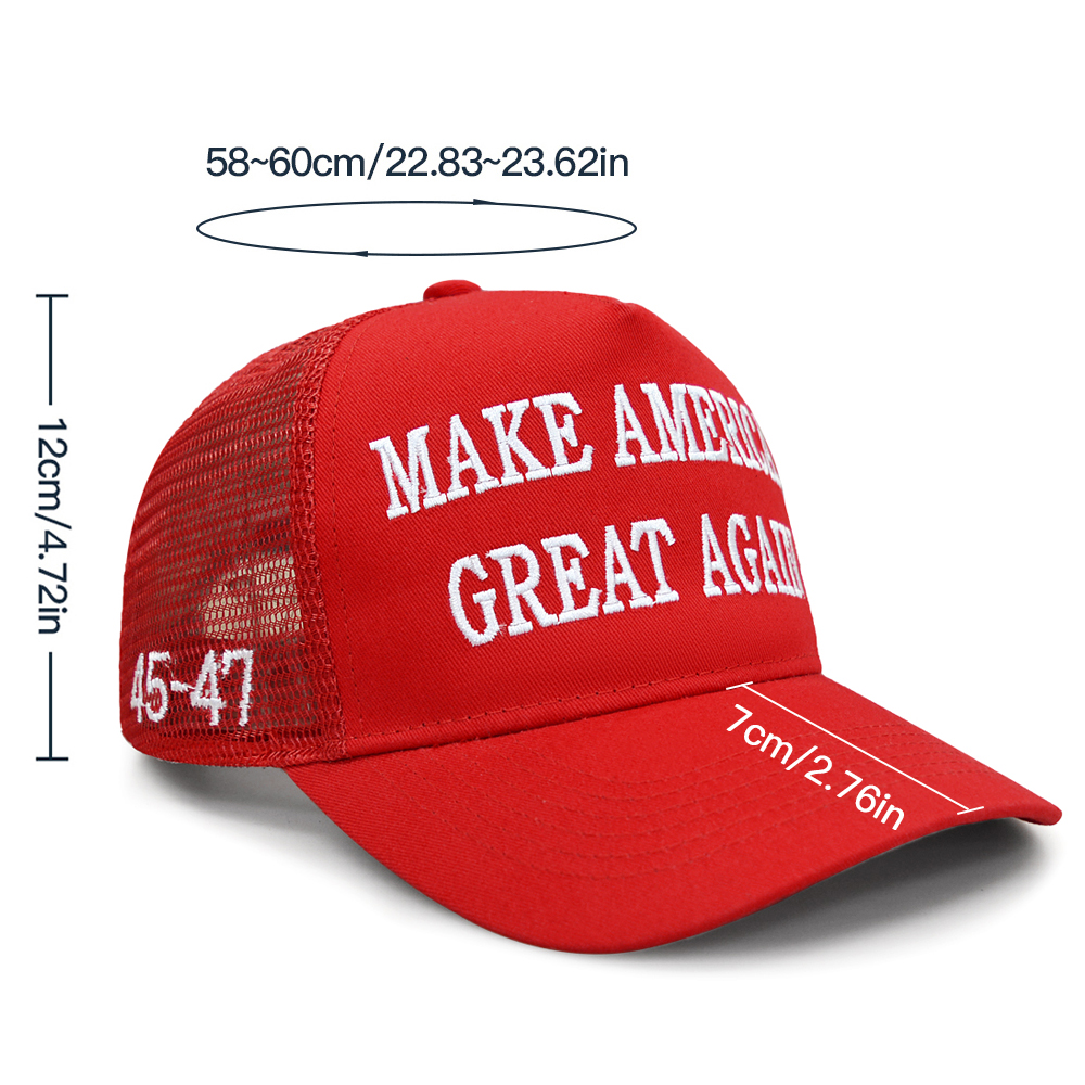 New Make America Great Again Mesh Hat Trump 2024 Letter Embroidery Baseball MAGA 45-47 Peaked Cap Red dh910320090