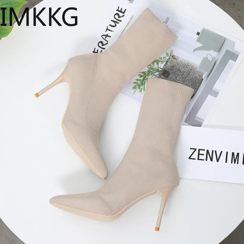 Sexy Socks Boots Knitted Elastic Boots Womens High Boots Fashion Shoes 2024 Spring/Summer Ankle Boots Womens Size 42 240827