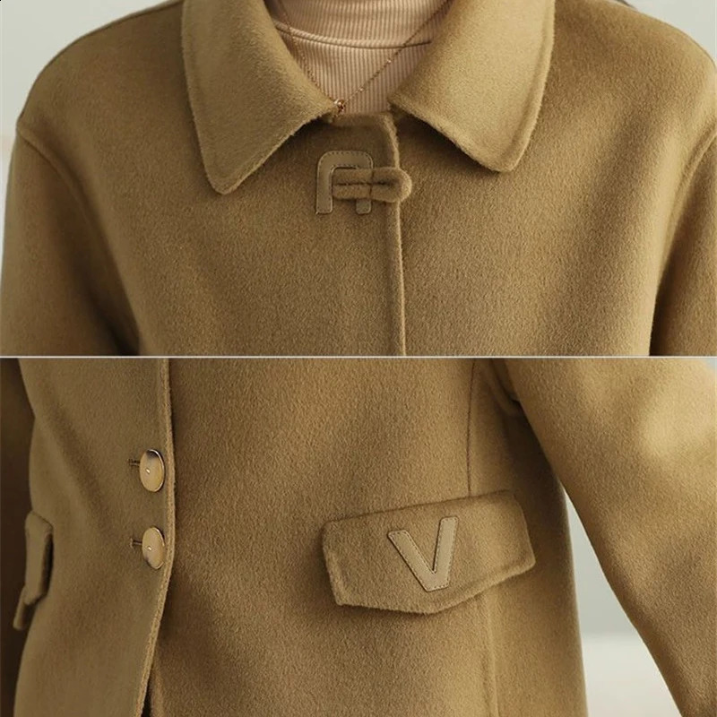 Short fashion n manual double-sided velvet wool jacket for women womens wool jacket for spring and autumn 240828