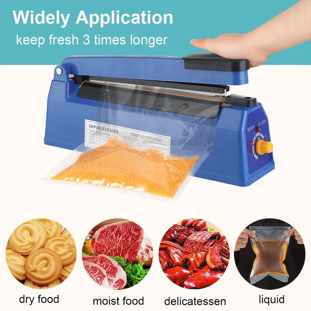 Electric Heat Bag Sealing Machine Plastic Sealer Hand Press Food Seal Impulse Fast Packaging 240828