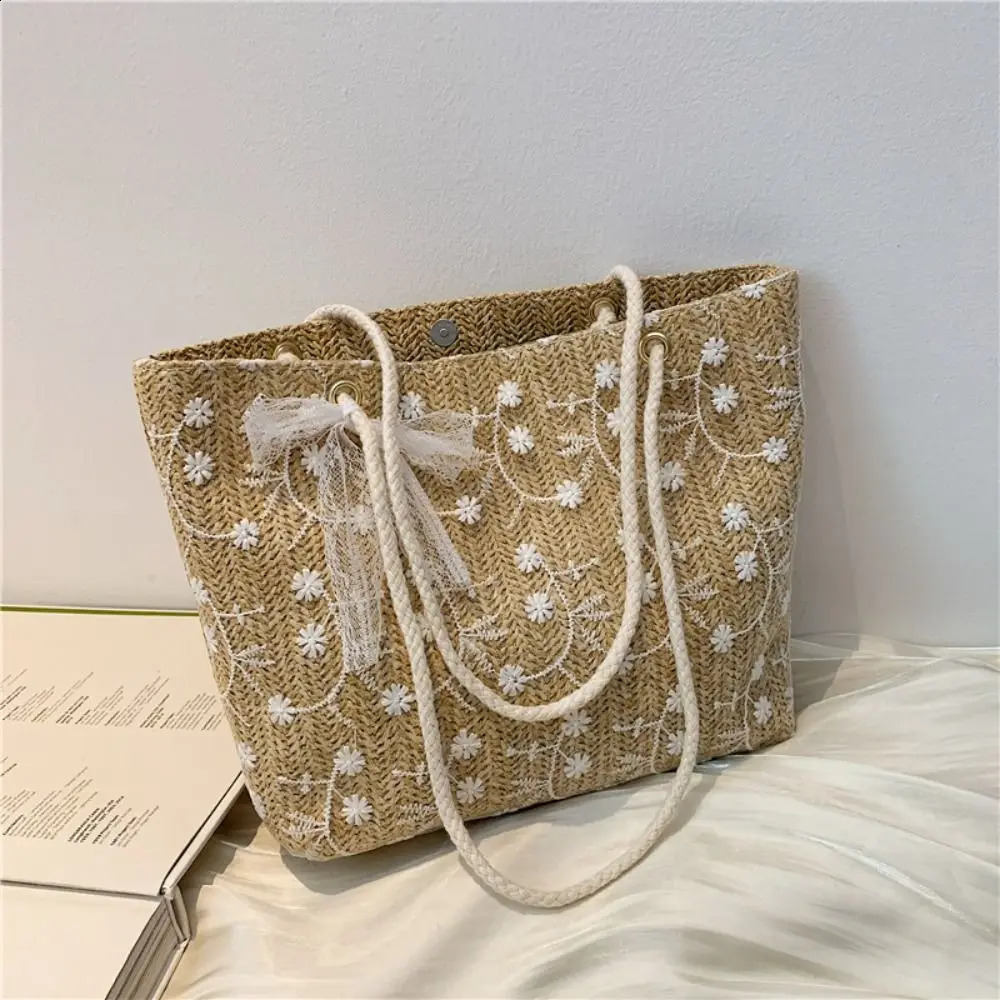 Fashion Woven Handbags For Women AllMatch Womens Bag 2024 Portable Bucket Handbag Summer Picnic Bags 240828Z