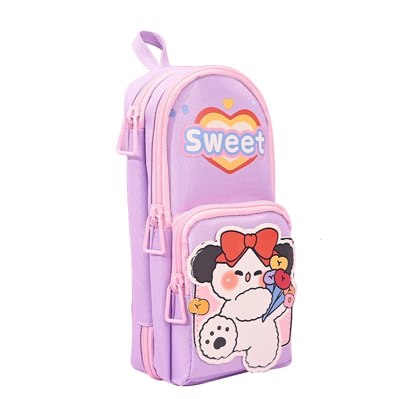 Pen bags popular, large capacity stationery storage bags, high aesthetic value, elementary school students decompression, double-layer cute pencil cas