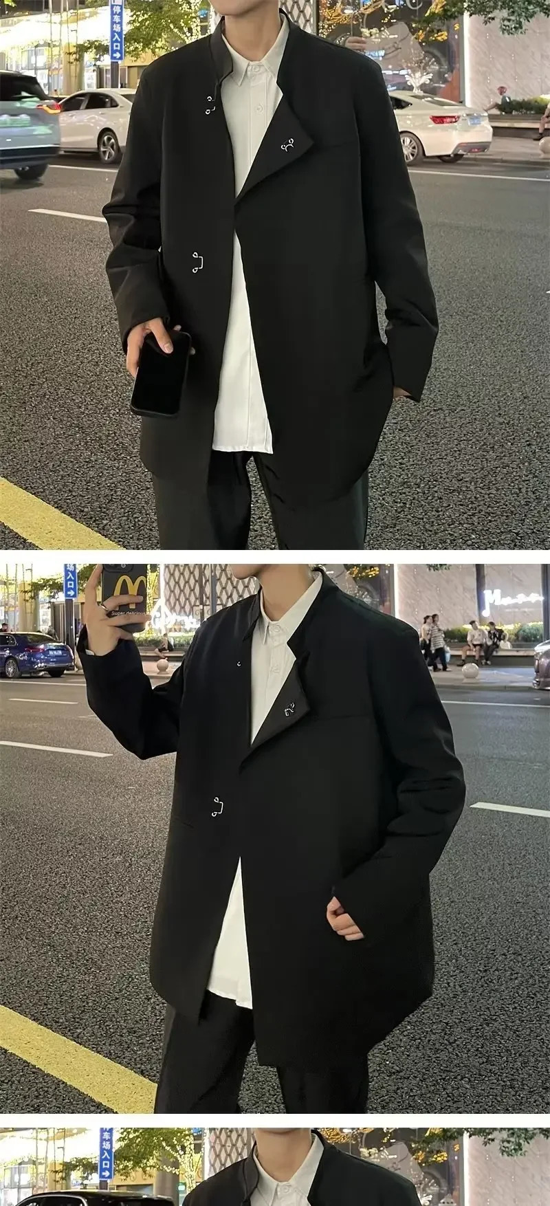 Medium length thick wool jacket winter Parka mens casual youth jacket British coat thin material 240829