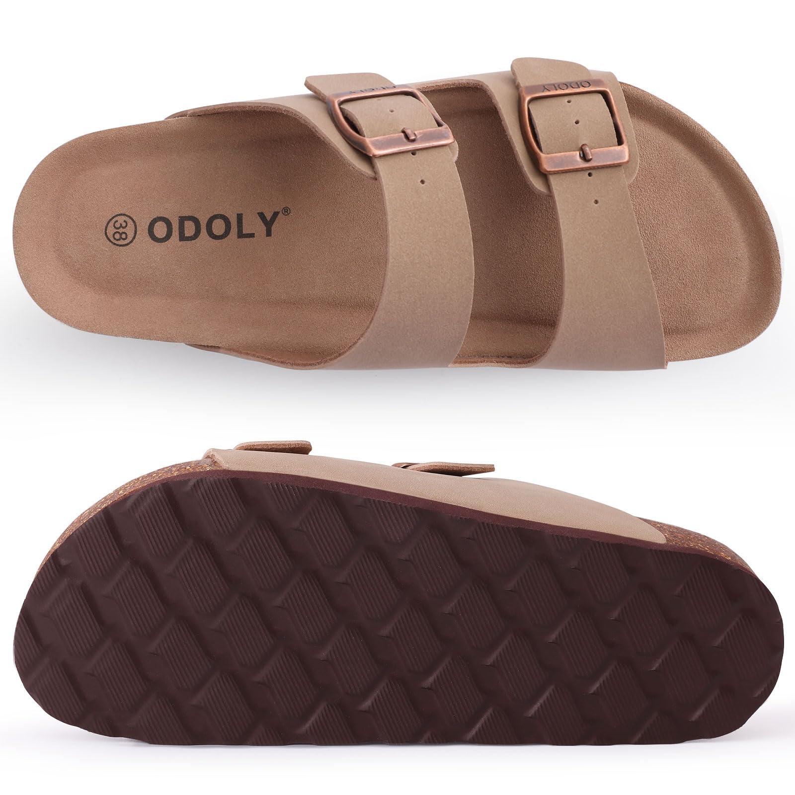 Comwarm Classic Cork Slide Sandals For Women New Fashion Suede Flats Sandals Summer Couple Beach Slippers With Adjustable Buckle