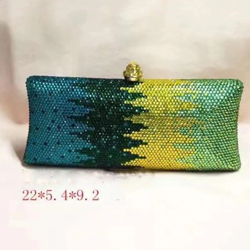 Fashion Green/Yellow 8 Colors Crystal Evening Purse Women Small Phone Clutch Bag Elegant Gift Female Party Chain Handbags 240830