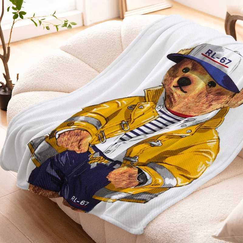 Carpets Blankets Digital printing nap blanket B-Polos bear warm bed wool camping fluffy soft blanket winter ultra-fine fiber bedding R250322