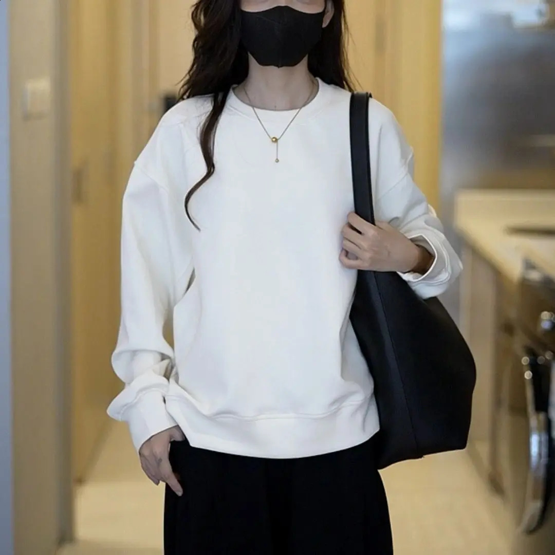 Lazy Style Solid Color Casual Womens Hoodie SpringSummer Western Loose Weight Loss Fashion Tshirt Top 240827