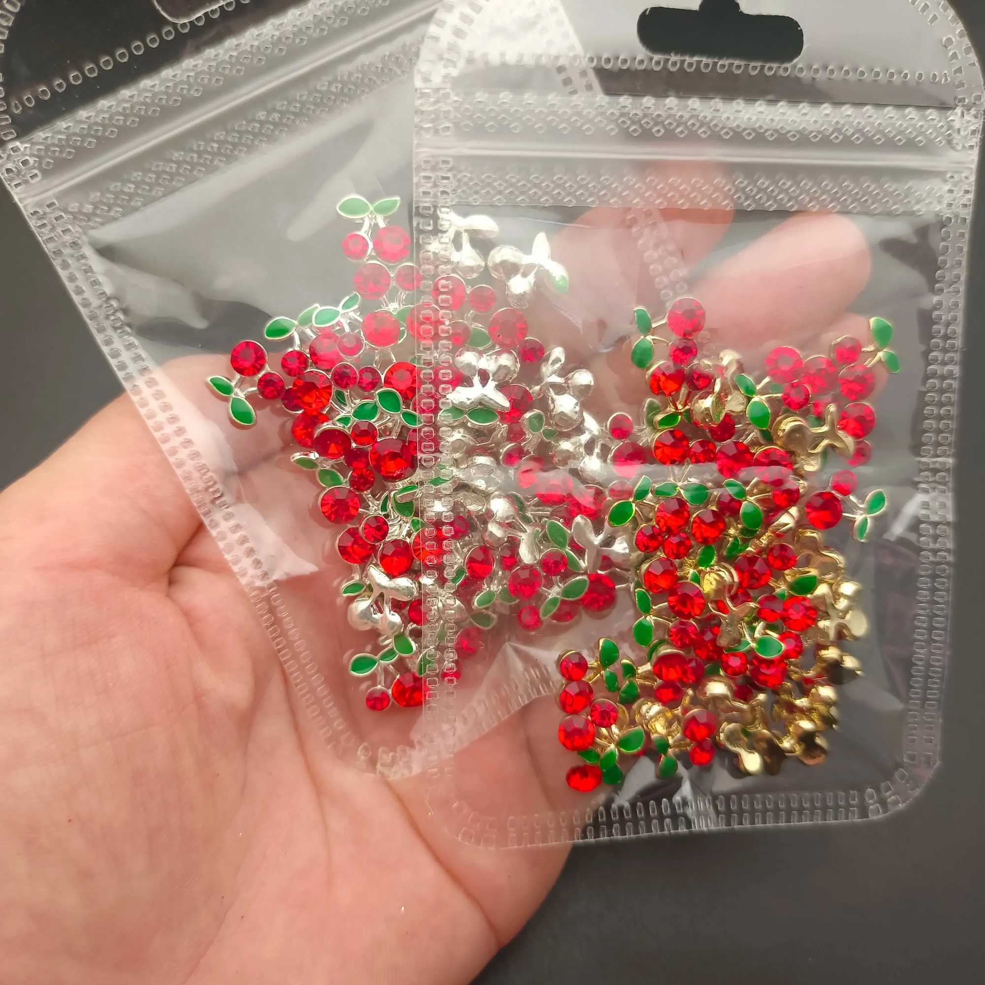 20 Sparkling Diamond Cherry Nail Charm Sparkling Red/Pink/Transparent Round Diamond Cherry Nail Art 10mm 3D Sweet Cherry Nail Accessories W240829