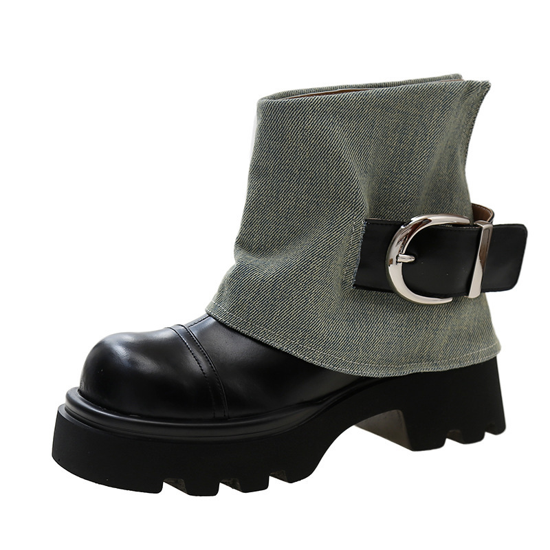 Women's niche design canvas pants boots fashion short tube single boots