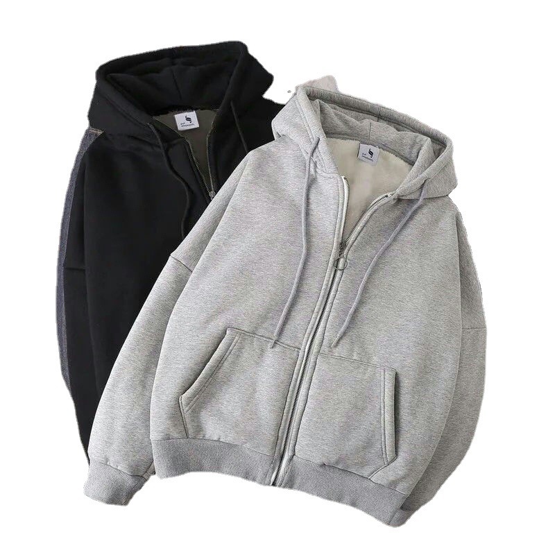 Men's and Women's Hoodies Casual Men's Pullover Hoodie with Zipper Closure - Comfortable Open Front Top Black Gray Unisex M-5XL