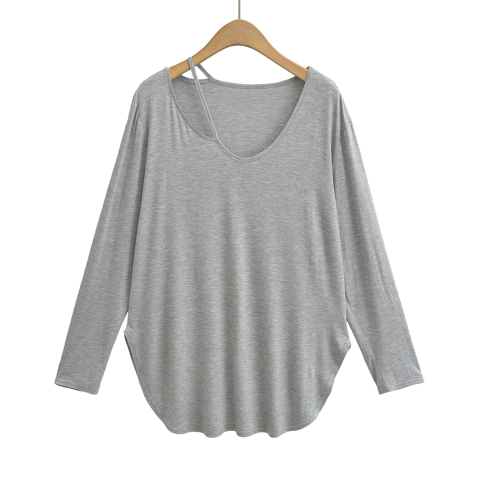 Wholesale New Product Women's V-neck Plus Size Tops Loose Long Sleeve T-Shirt Casual Dress Tee