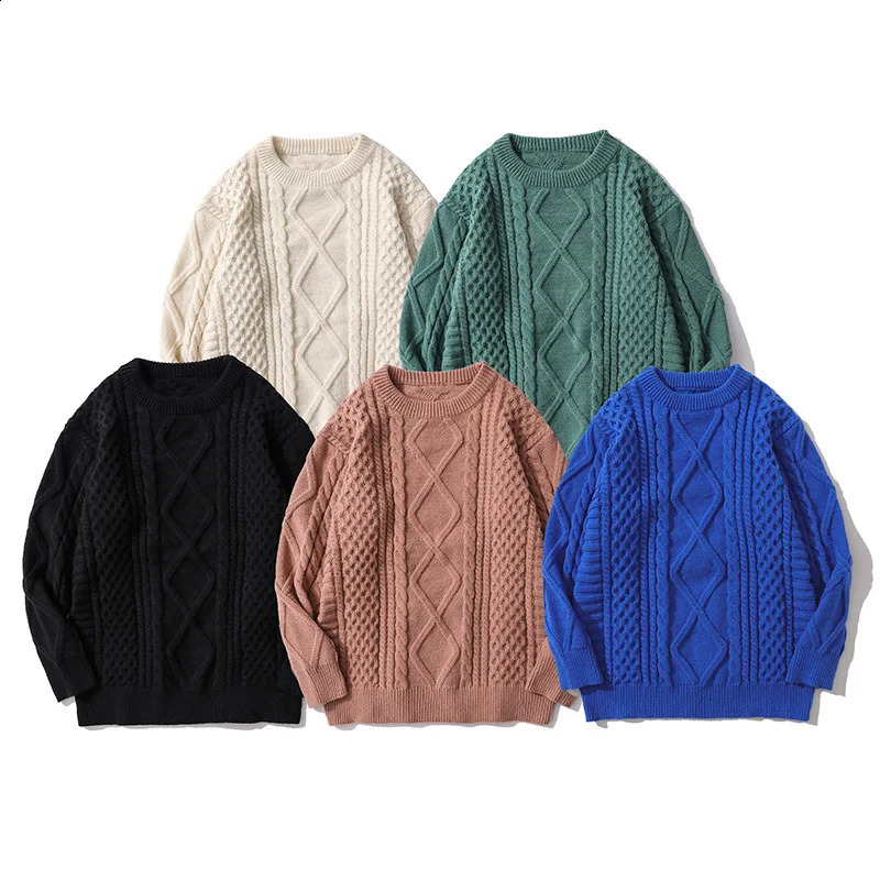 Aelfric Eden solid color woven pattern knitted sweater Y2K streetwear hip-hop sweater autumn Harajuku fashion retro casual sweater 240829