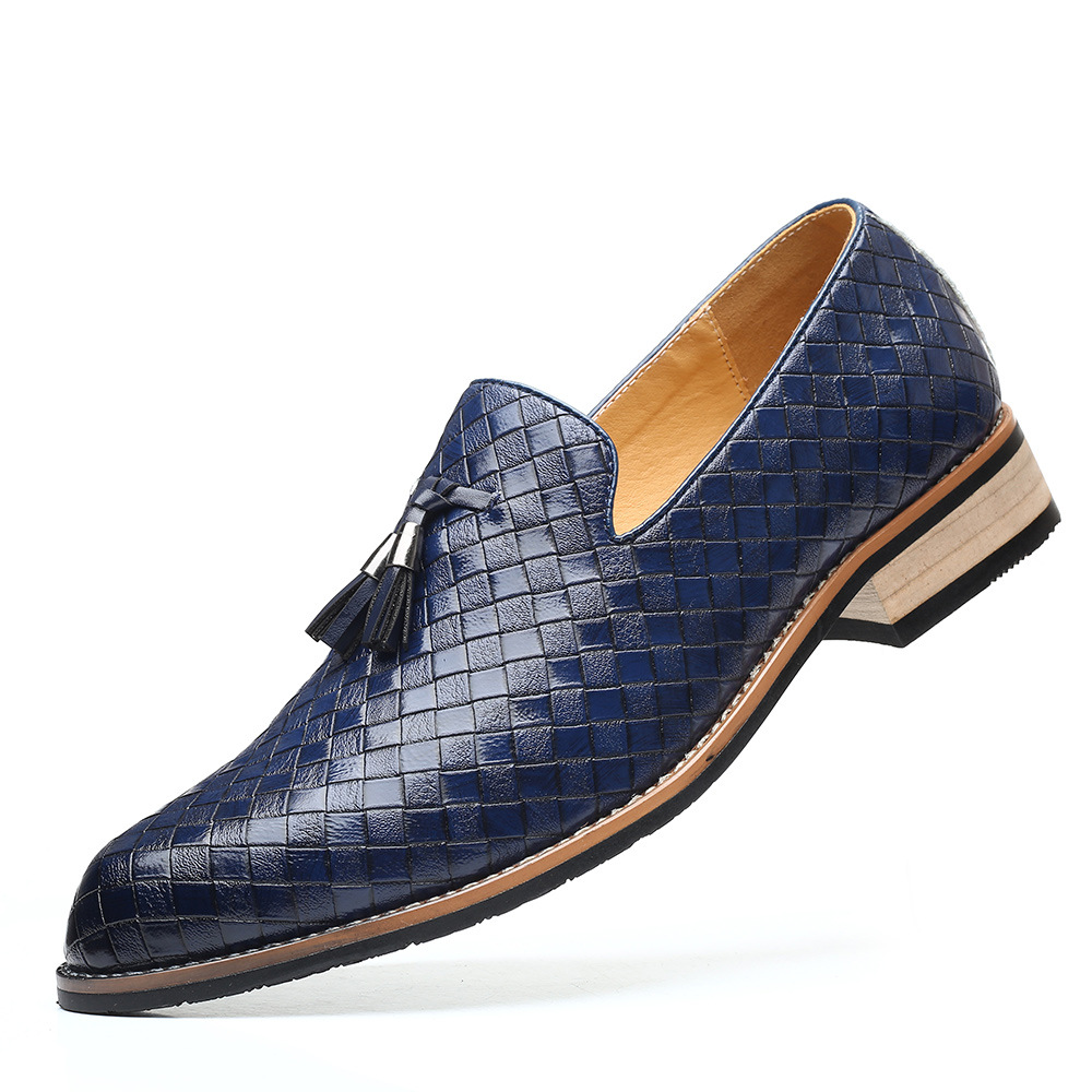 Men's Woven Leather Casual Shoes Men Trendy Tassels Party Wedding Loafers Moccasins Mens Driving Outdoor Flats EU Sizes 38-47