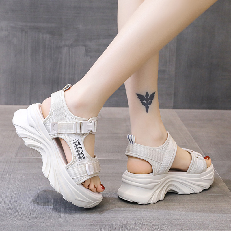 Rimocy Women's Black Chunky Sandals Summer 2023 Fashion Platform Walking Shoes Woman Thick Bottom Non Slip Beach Sandalias Mujer