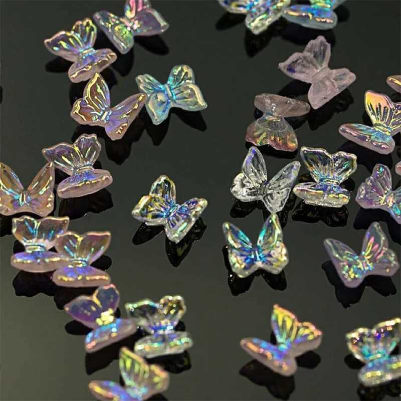 Aurora Glitter 3D Colorful Bow Nail Charm Accessories Jewelry DIY Resin Ergonomic Stickers Nail Decoration Accessories W240829