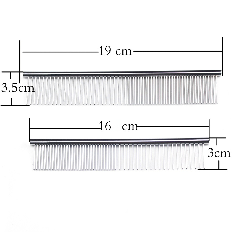 Stainless Steel Dog Comb Long Thick Hair Fur Removal Brush 16/19cm Pets Dog Cat Grooming Dematting Combs for Shaggy Dogs