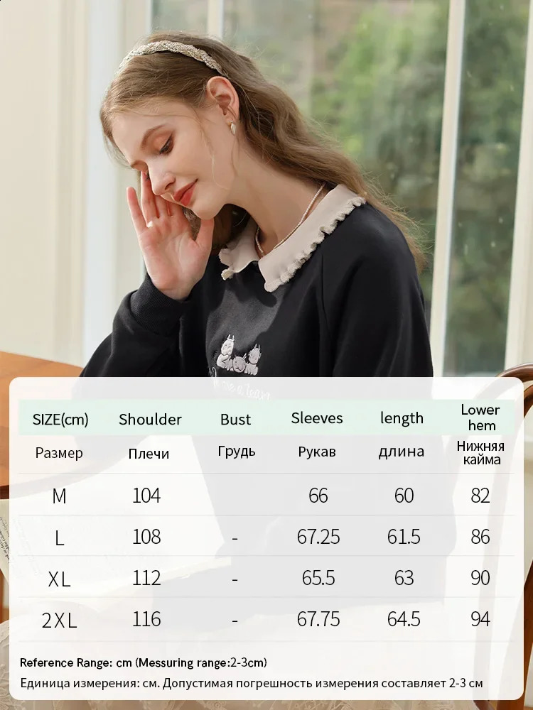 I believe you Womens wool hoodie with two doll collars loose winter top thick soft jumper 2234195461 240827