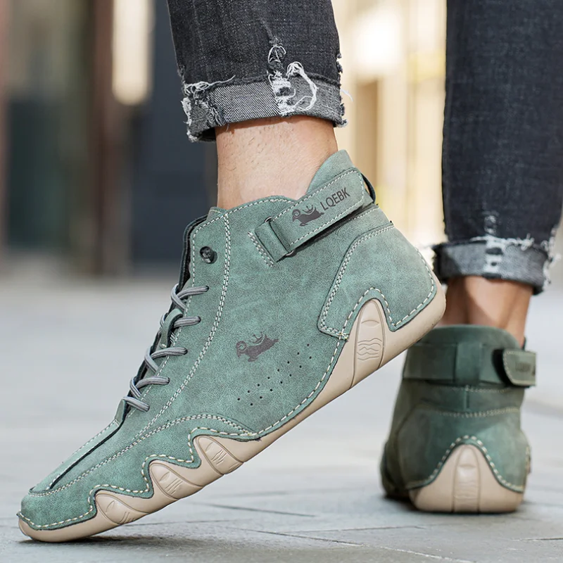 Casual Sneakers Shoes for Men Luxury Designer Shoes Round Head Leather Ankle Boots 2023 New Fashion Comfort Loafers Men Shoes