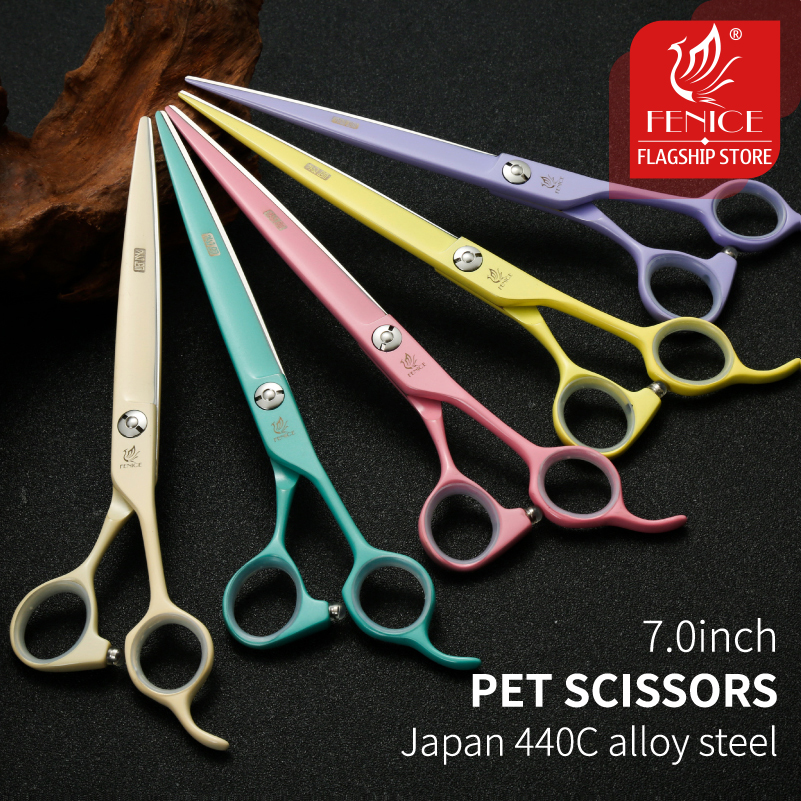 Fenice Jp440c Colorful Professional 7.0 Inch Pet Cutting Scissors for Dog Grooming Straight Scissors Pet Shears