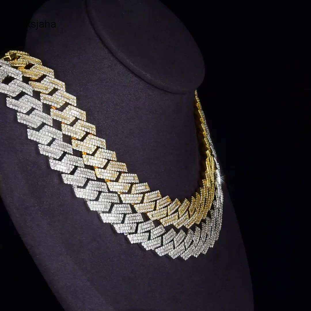 12mm Sier Hip Hop Vvs Dia Moissanite Baguette Cuban k Chain
