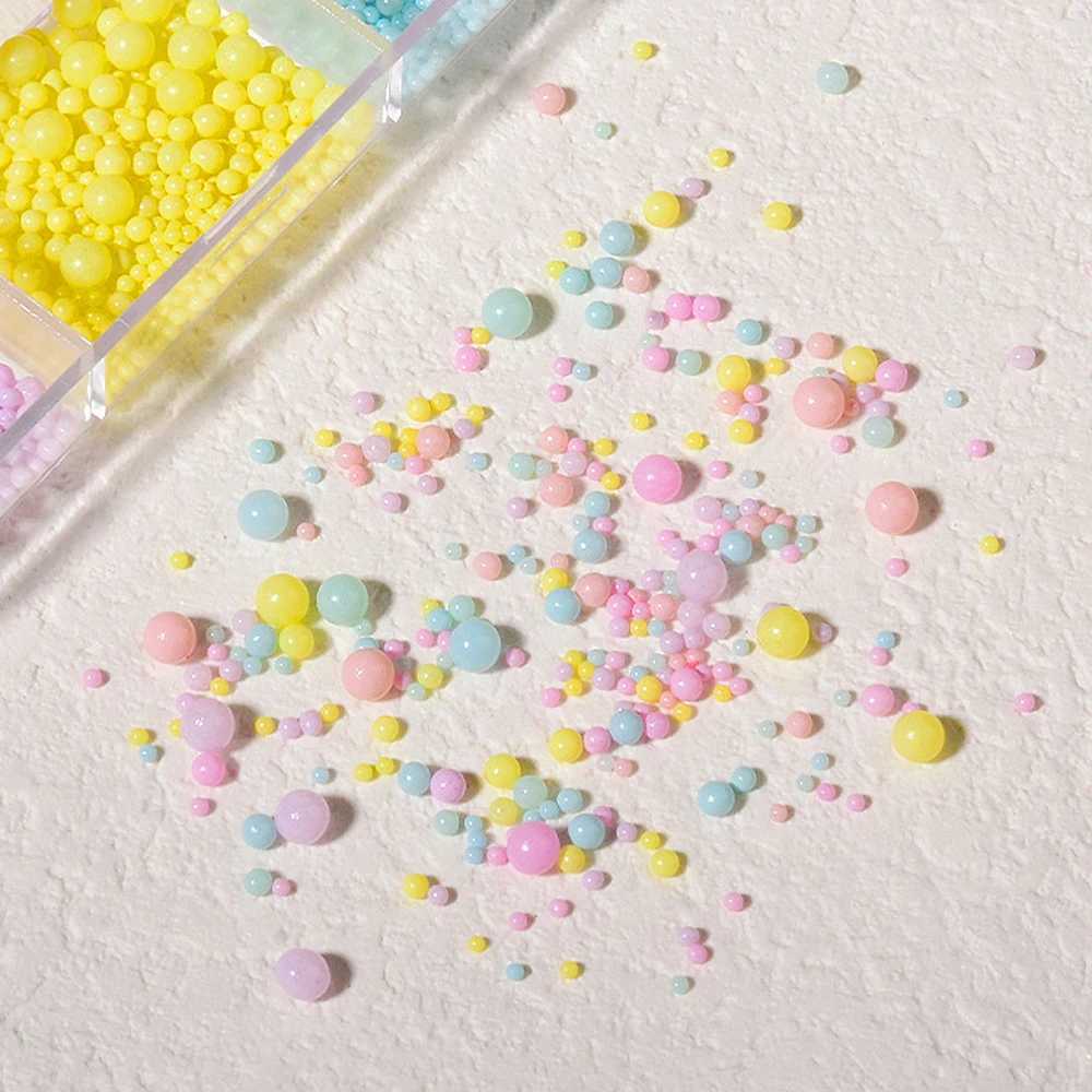 1 box of mini Macaron Bubble Nail Beads Charm 3D full-color resin candy caviar nail bead decoration DIY Kawaii nail accessories W240829