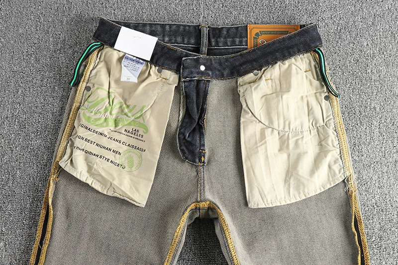 Retro blue gray distressed washed jeans mens fashion spring and autumn American small leg straight leg young pants 240829