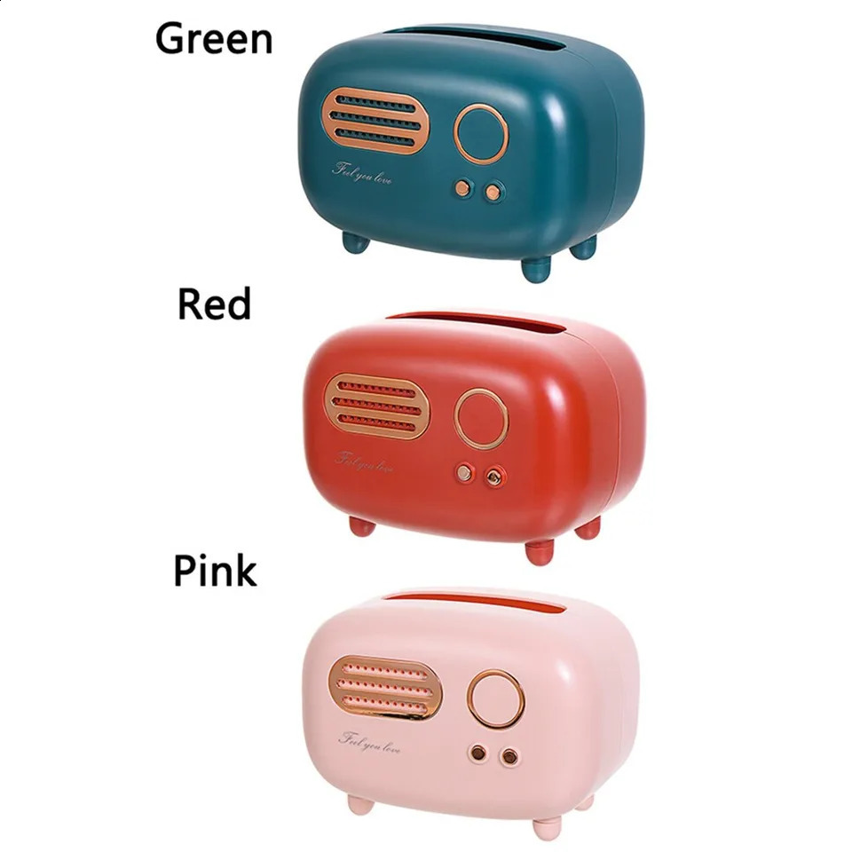 Retro radio model tissue box desktop paper holder family living room retro dispenser storage napkin 240829
