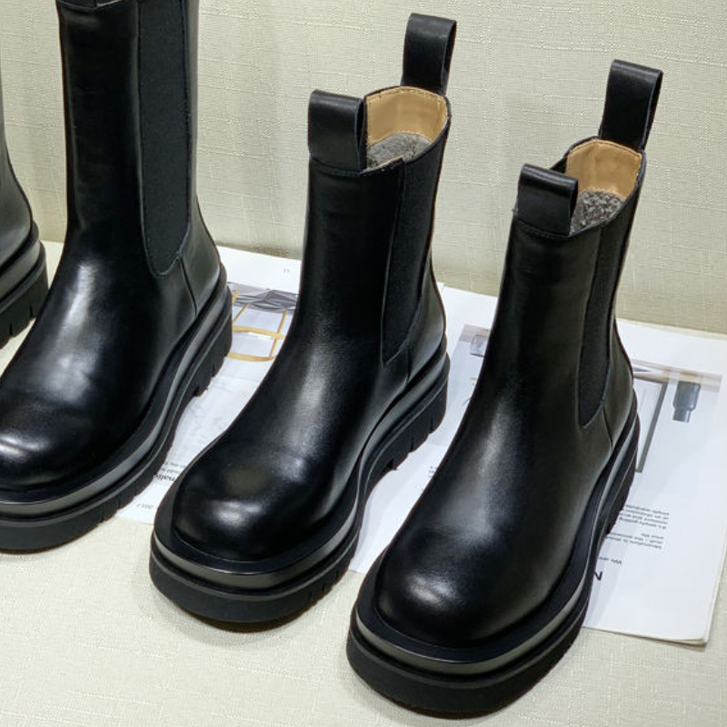 Autumn Boots Woman Winter 2024 Black Kawaii Cute Hot Korean Genuine Leather Chunky Half Booties In Women's Shoes New