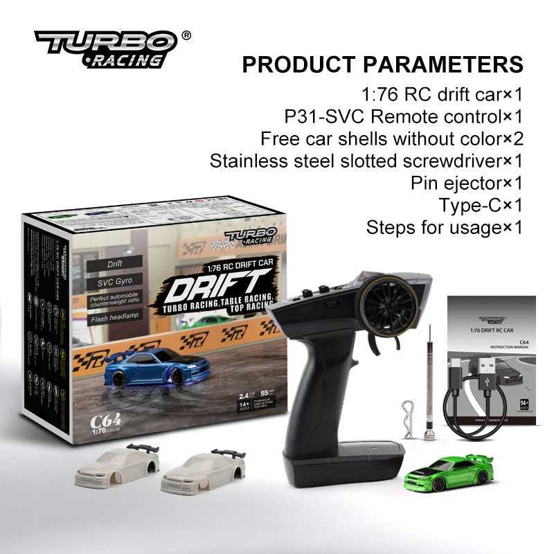 Free shipping Turbo Racing 1 76 C64 Drift RC Car with Gyroscope Radio Full Scale Remote Control Toy RTR Kit Suitable for Children and Adults