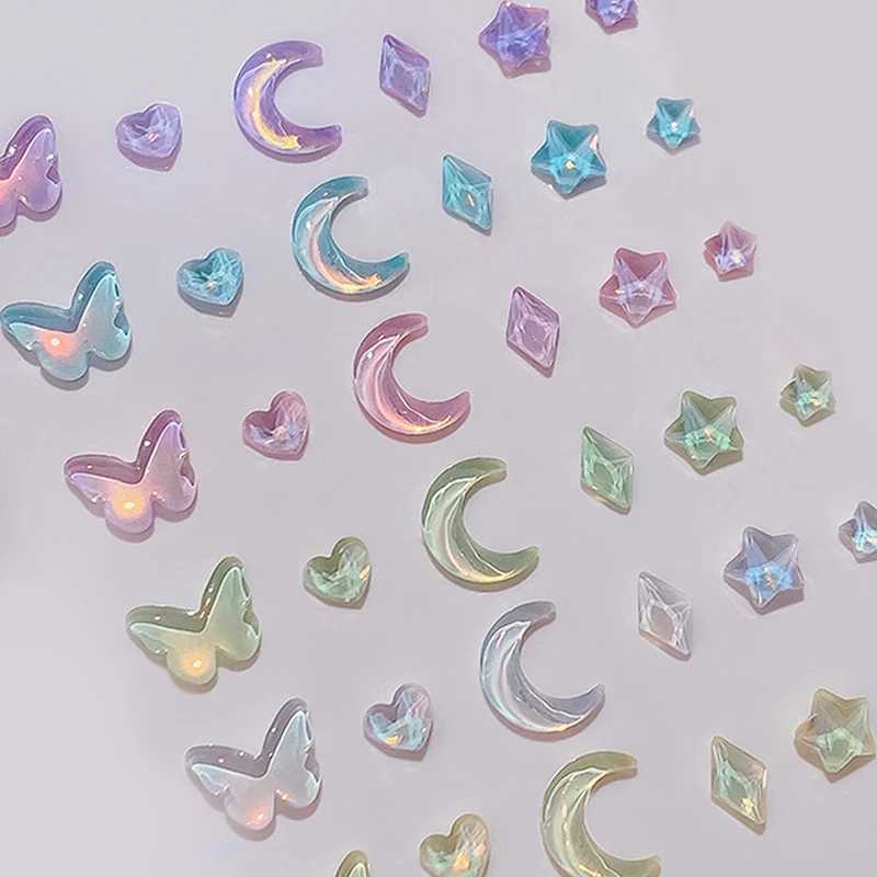 1 bag Aurora Star Shape Nail Charm Diamond Mixed Size Resin Love Jewelry DIY Nail Art Accessories 3D Crystal Handmade Decoration W240829