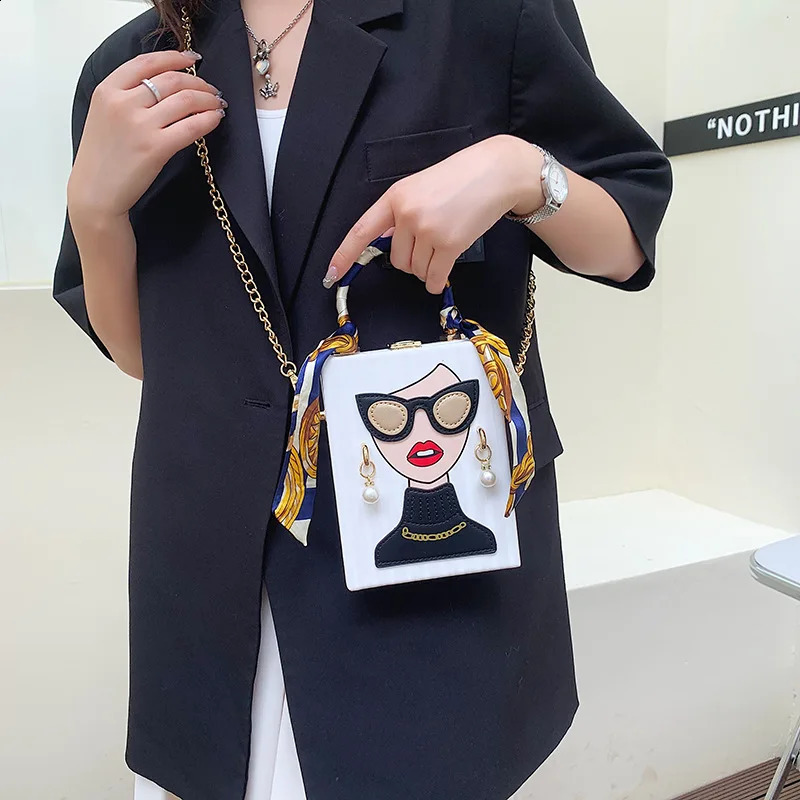 Evening Bags for Women Fashionable Leather Shoulder Bag Woman Hard High Quality Hip Hop Party Handbag 240829 - view 5
