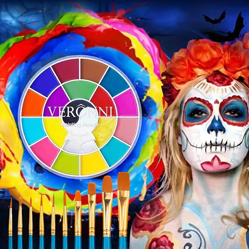 20 color oil makeup palette set with brushes for Rrole to play Christmas Halloween fancy carnival energetic parties 240829