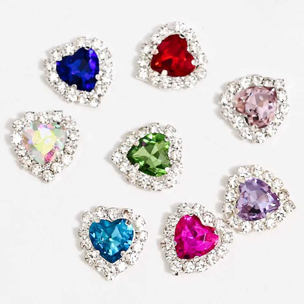 5Pcs Nail 3D Diamond Heart Charm Germ Rhinestone Stud 12X13mm Nail Art Decoration Handmade Necklace Craftsmanship Jewelry W240829