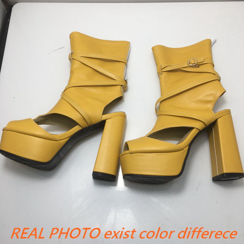 REAVE CAT Design Shoes Lady Summer Boots Peep Toe Zipper Cross Strap Ultrahigh Heel 12.5cm Platform 4.5cm Fashion 49 50 Big Size