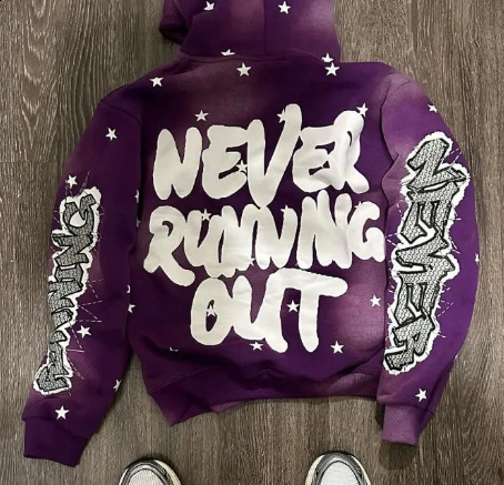 Geometric letter stars all over printed purple oversized baggy hoodies men y2k high street hip-hop fashion rock pop sweatshirts 240829