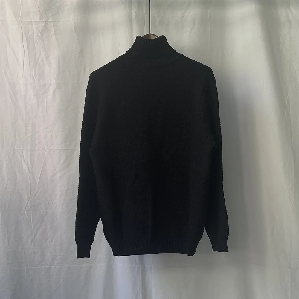 High quality turtle neck sweater mens sleeve cross embroidered knitted sweater mens badge puller mens 240829