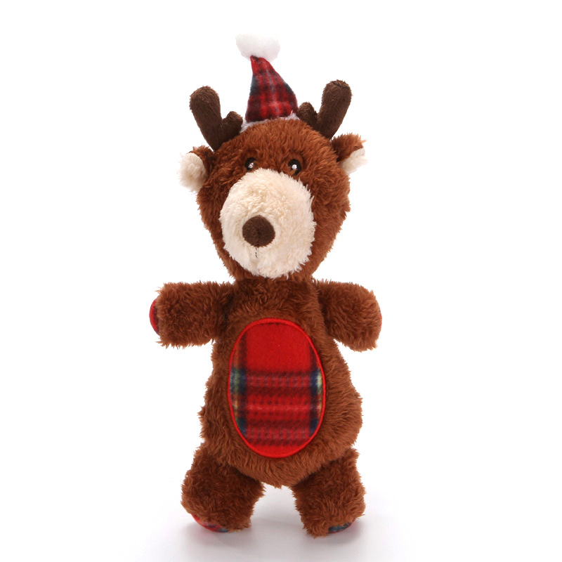 New Christmas Pet Vocal Stuffed Plush Toy Molar Bite-resistant Cute Cartoon Dog Toys Interesting Fleece Durable Chewing
