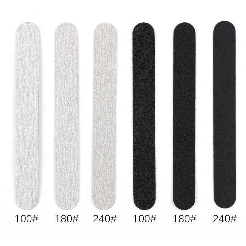 13.5 * 1.6CM replaceable nail art files 100/180/240 50 pieces mini self-adhesive sandpaper pad metal handle straight rod W240829