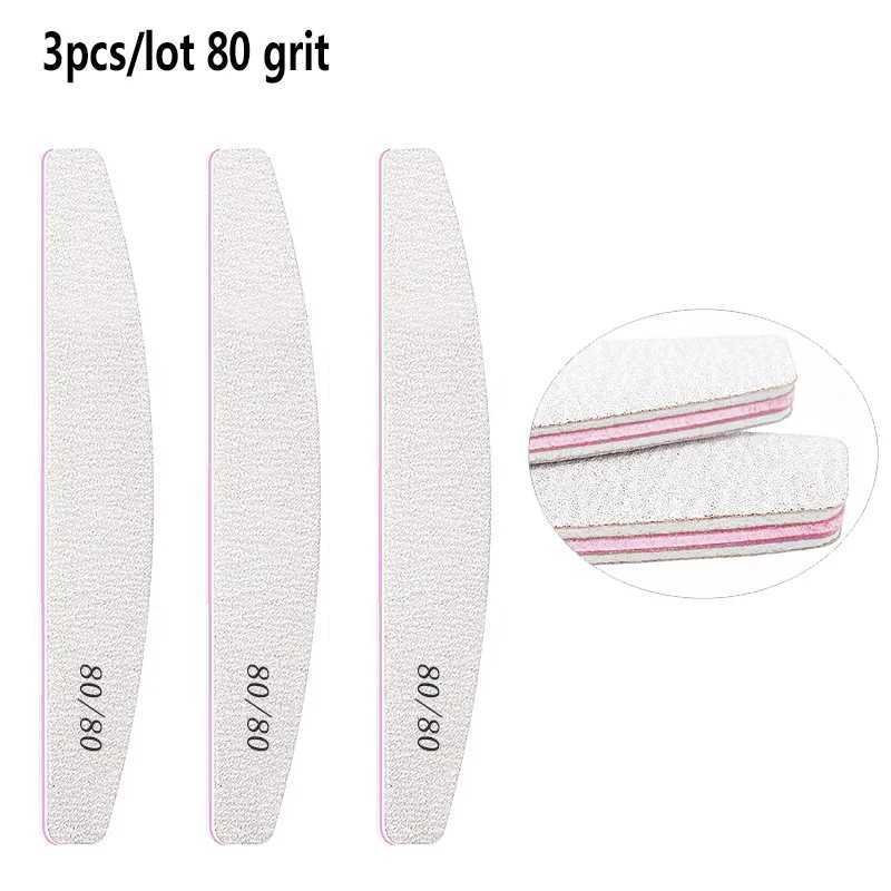 3/5pcs professional nail file 80/100/150/180 sandpaper sturdy thick nail file frosted half moon lime nail accessories and tools W240829