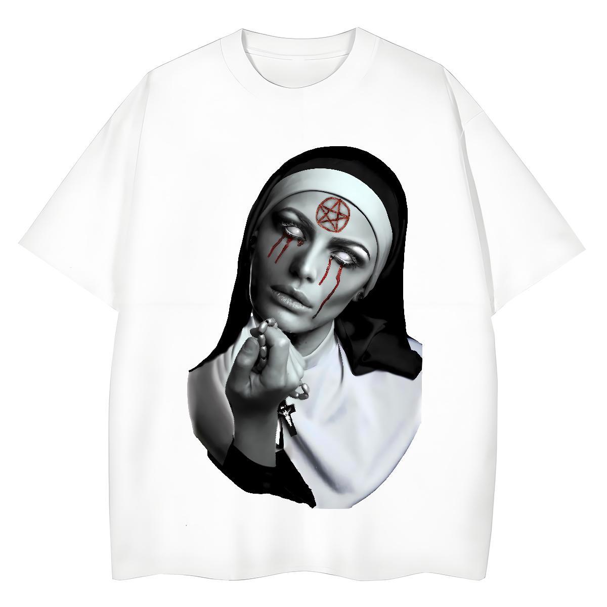 Designer Woman Tshirt 100% Cotton 230g nun Home Outdoor T Shirt For Woman Breathable Crew Neck Anime Oversized Top Shirts