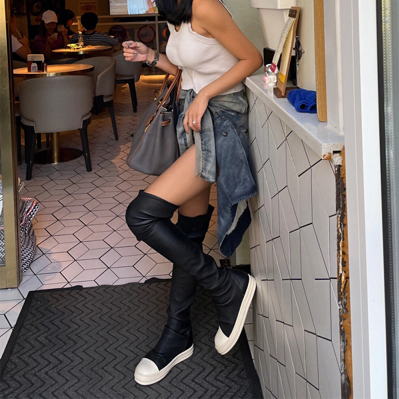 Over The Women Knee Motorcycle Platform Winter Gladiator Fashion Leather High Heels Boots Shoes bb70