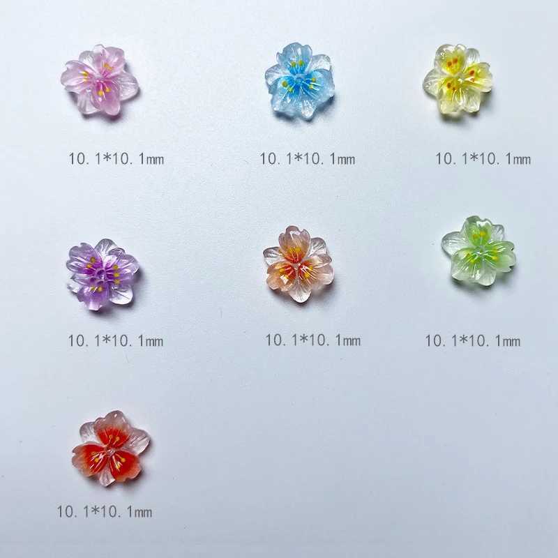 30 pieces of ice transparent flower resin 3D nail art charm night light bow nail decoration DIY jewelry accessories W240829