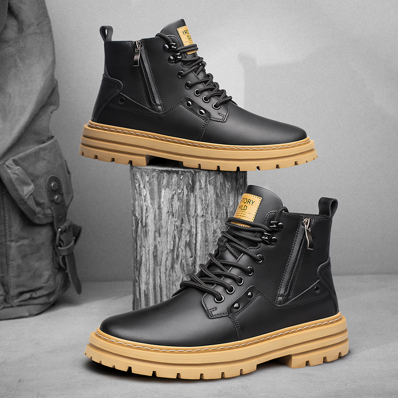 Men Boots Elevator Shoes High Quality Zip Leather Boots Hidden Heels Heightening Shoes Man Increase Insole 7cm Masculino Taller