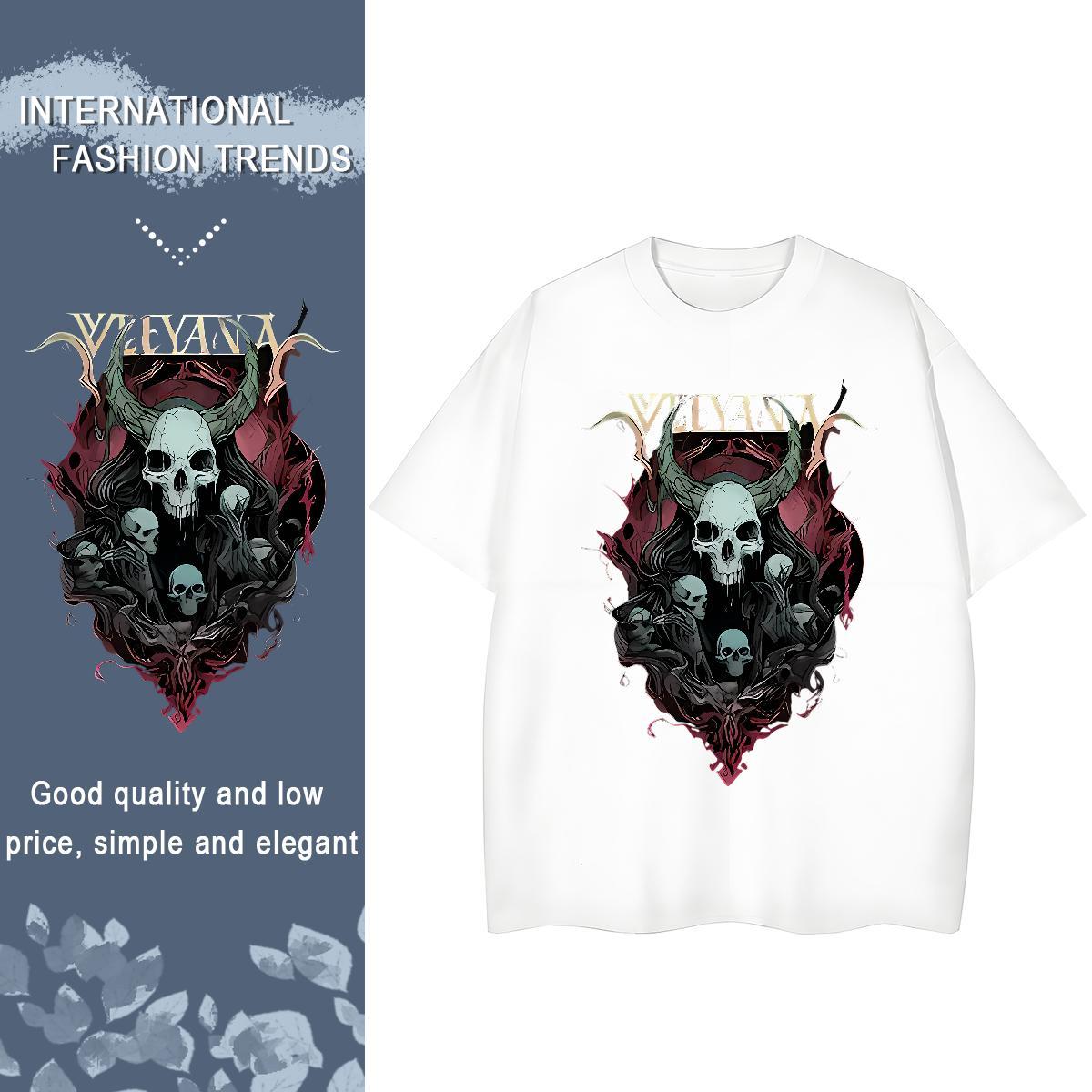 Classic T-Shirts for Women 230g 100% Cotton O Neck Short Sleeves Outdoor skull Women Tshirts Loose Customized Polos