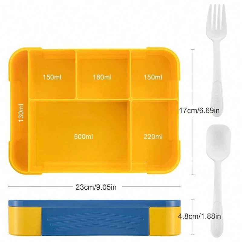 1330ML Bento Box Adult Lunch Containers with 6 Compartment for Adults/Kids/Toddler With Tableware Sauce Lunch BoxXJ240829