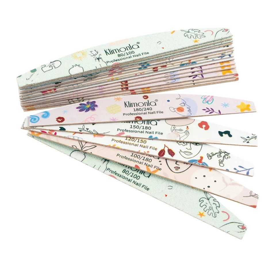 10 pieces/batch of nail files 100 180 grit professional wooden double-sided sanding files washable nail accessories manual salon tools W240829