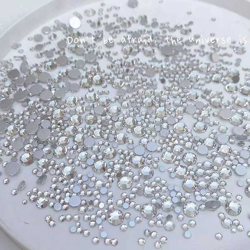 12 grid sparkling crystal nail art Rhinestone flat back gemstone used for nail art DIY design decoration makeup accessories W240829